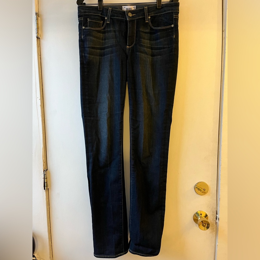 Paige Premium Demin straight leg dark wash whisker jeans 30.